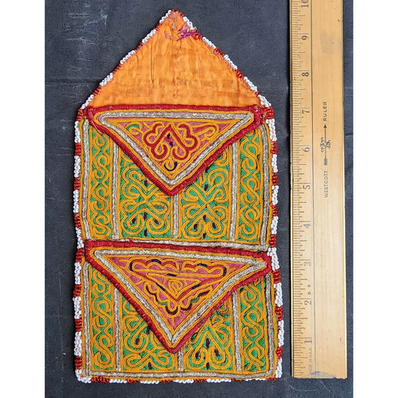 Kuchi Embroidered Pouch Wallet Central Asian Handmade Beaded S-Figure Motif - Picture 3 of 9